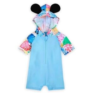 Disney Baby Mickey Mouse Swim Rashguard with Hood - Blue and Multicolor